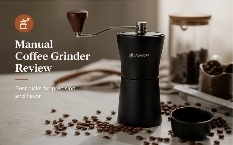 Manual coffee grinder with beans